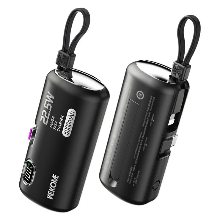 WEKOME WP-19 5000mAh Power Bank 22.5W Fast Phone Charger Pocket Mobile Power Supply - Black