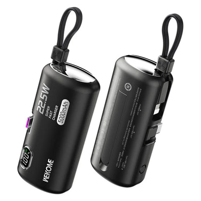 WEKOME WP-19 5000mAh Power Bank 22.5W Fast Phone Charger Pocket Mobile Power Supply - Black