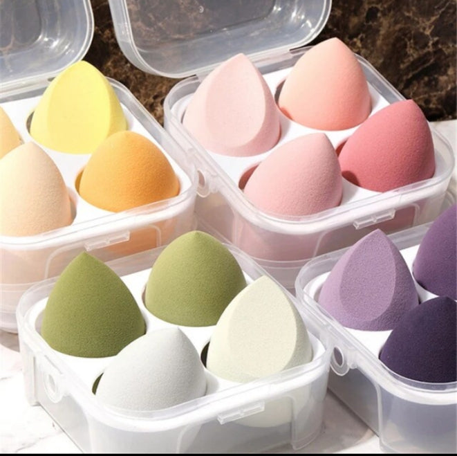 Premium Makeup Sponge Puff Blender With 4 in 1 Storage Box Beauty Blender Puff for Girls Multicolour Design
