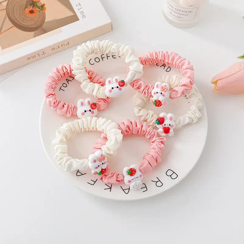 6 pice trendy cute rabbit hair tie girls