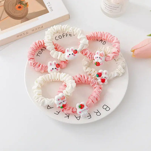 6 pice trendy cute rabbit hair tie girls